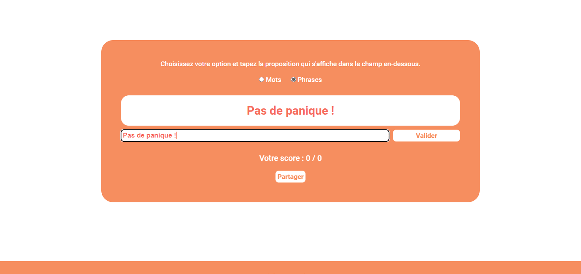 Possibilité de choisir entre des mots et des phrases